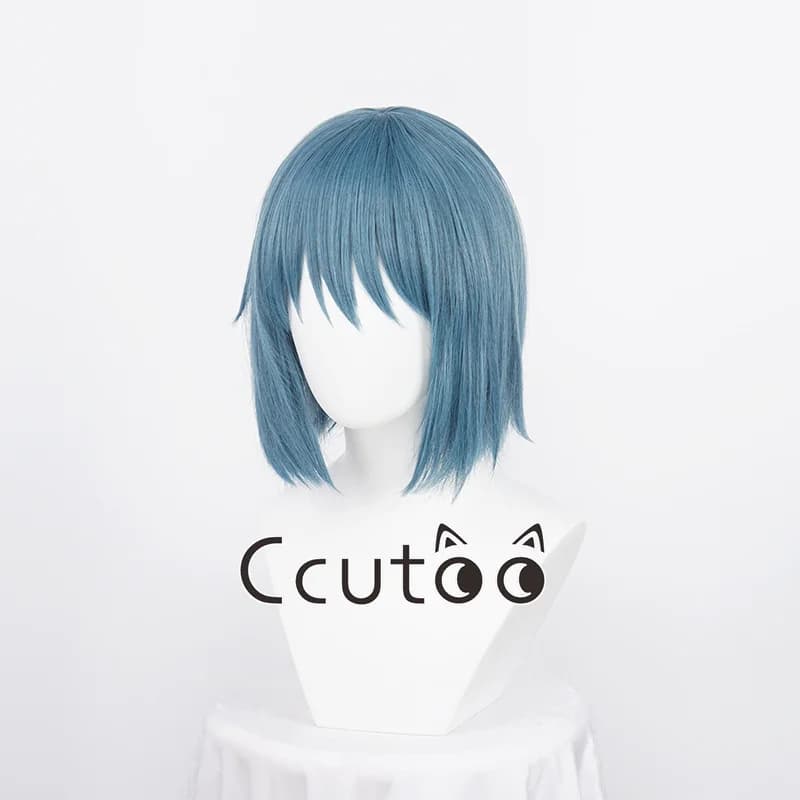 Anime Puella Magi Madoka Magica Miki Sayaka Cosplay Wigs 30cm Blue Grey Mixed Miki Sayaka Bob Synthetic Wigs Heat Resistant Hair