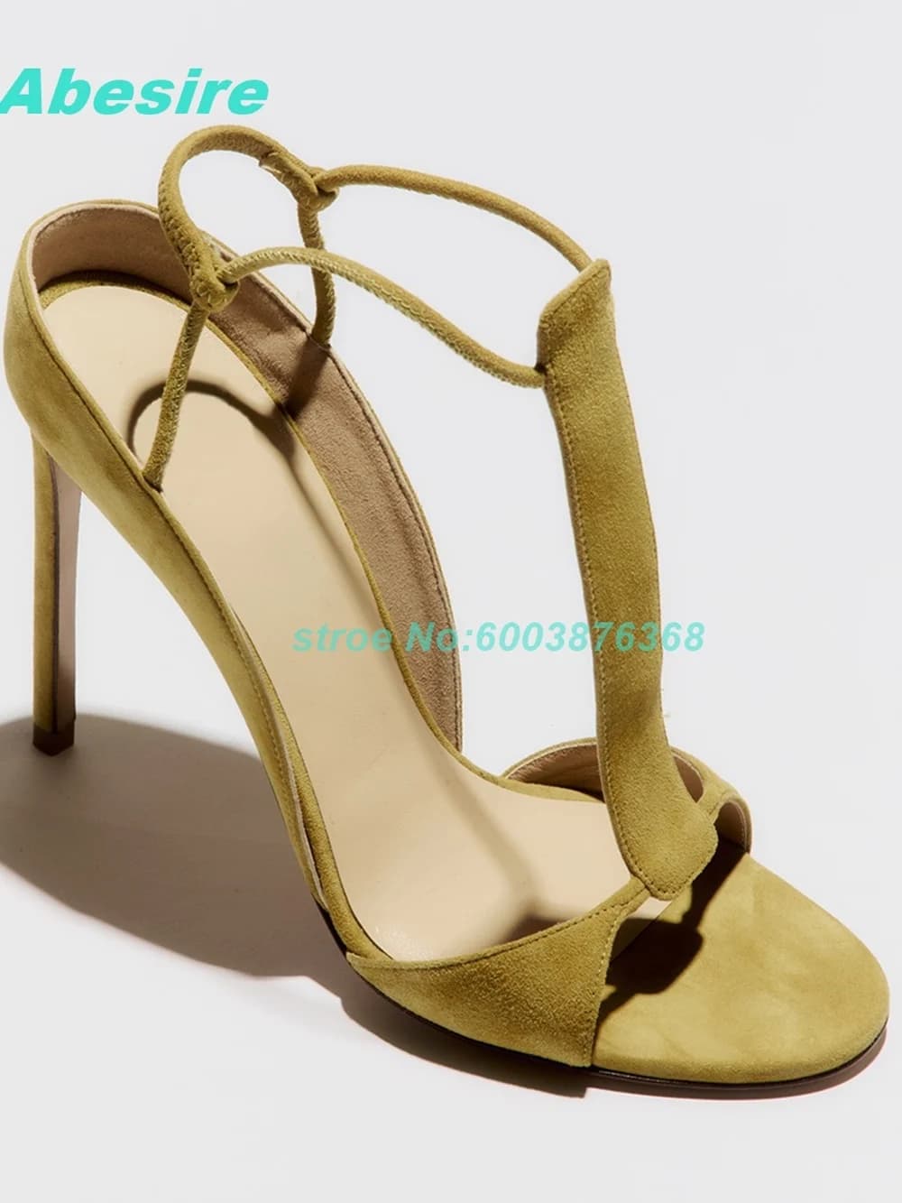 Suede T-Tied Slingback Sandals Open Toe Ankle-Strap Stiletto Heels Women's Sandals Elegant Summer Casual Daily Fashion Shoes