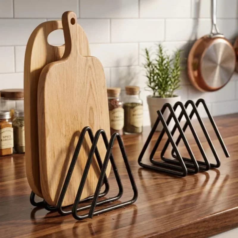 Triangular Cutting Board Storage Rack Space Saving Cabinet Countertop Cutting Board Holder Baking Tray Organizer Kitchen Gadget