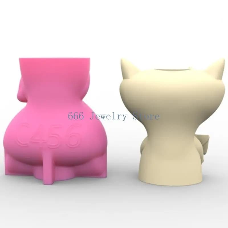 F2TD Stampo in Silicone per Vaso da Fiori con Orso Coniglio Stampo per Vaso Succulente in Resina Epossidica