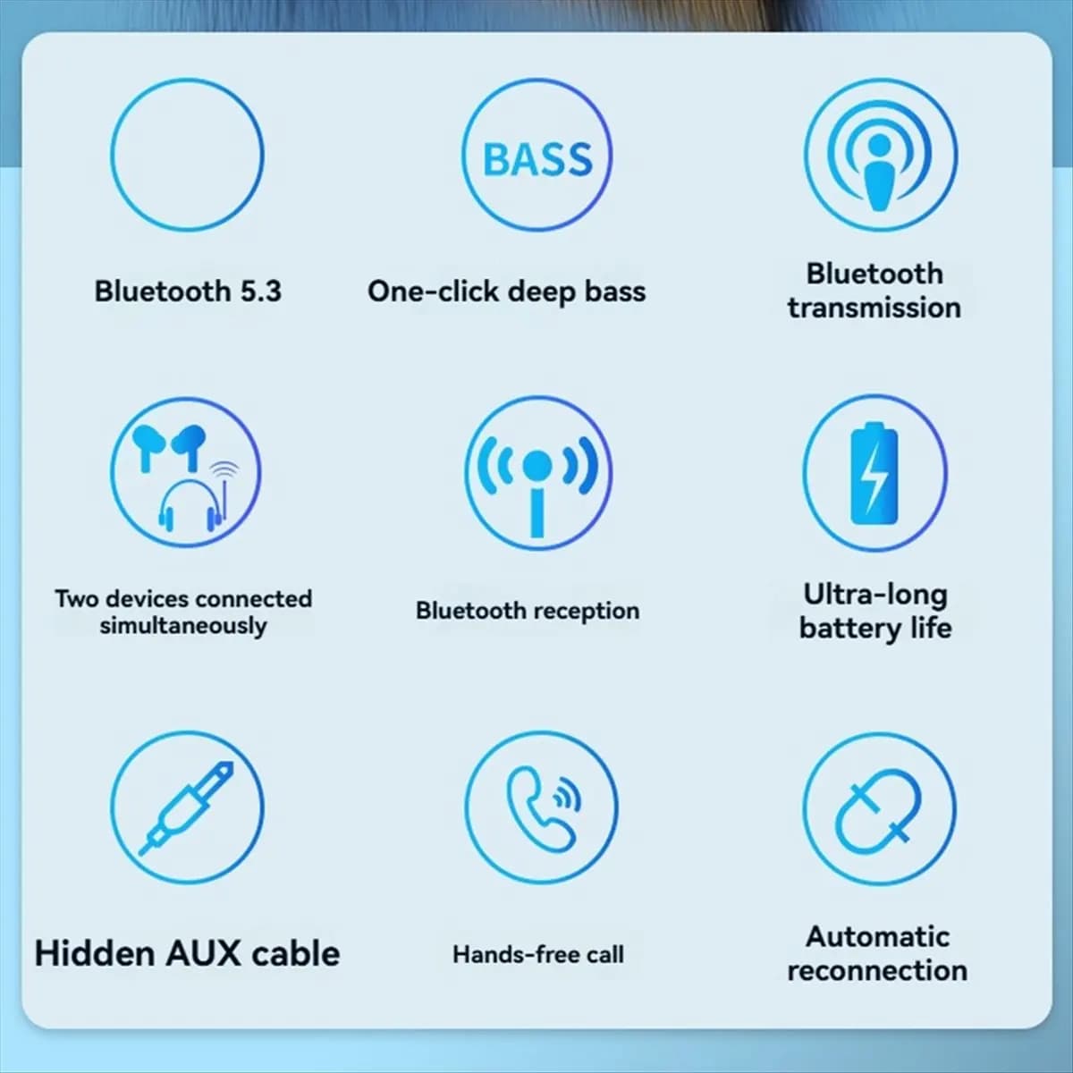 DTC5 BR17 2 in 1 Bluetooth 5.3 Transmitter Receiver Adapter 3.5mm Jack Hands Free Wireless Adapter for Car Speaker Headset