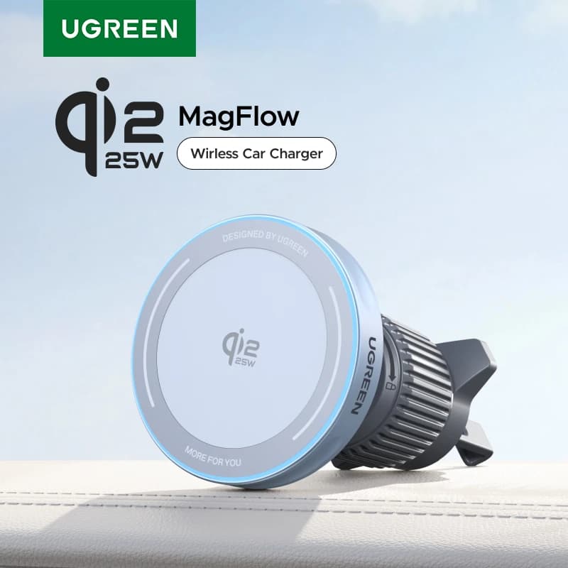 UGREEN Qi2 25W 15W Supporto magnetico per telefono per auto Supporto per caricabatterie wireless per iPhone 17 16 15 Pro Max Ricarica per caricabatteria per auto Magsafe