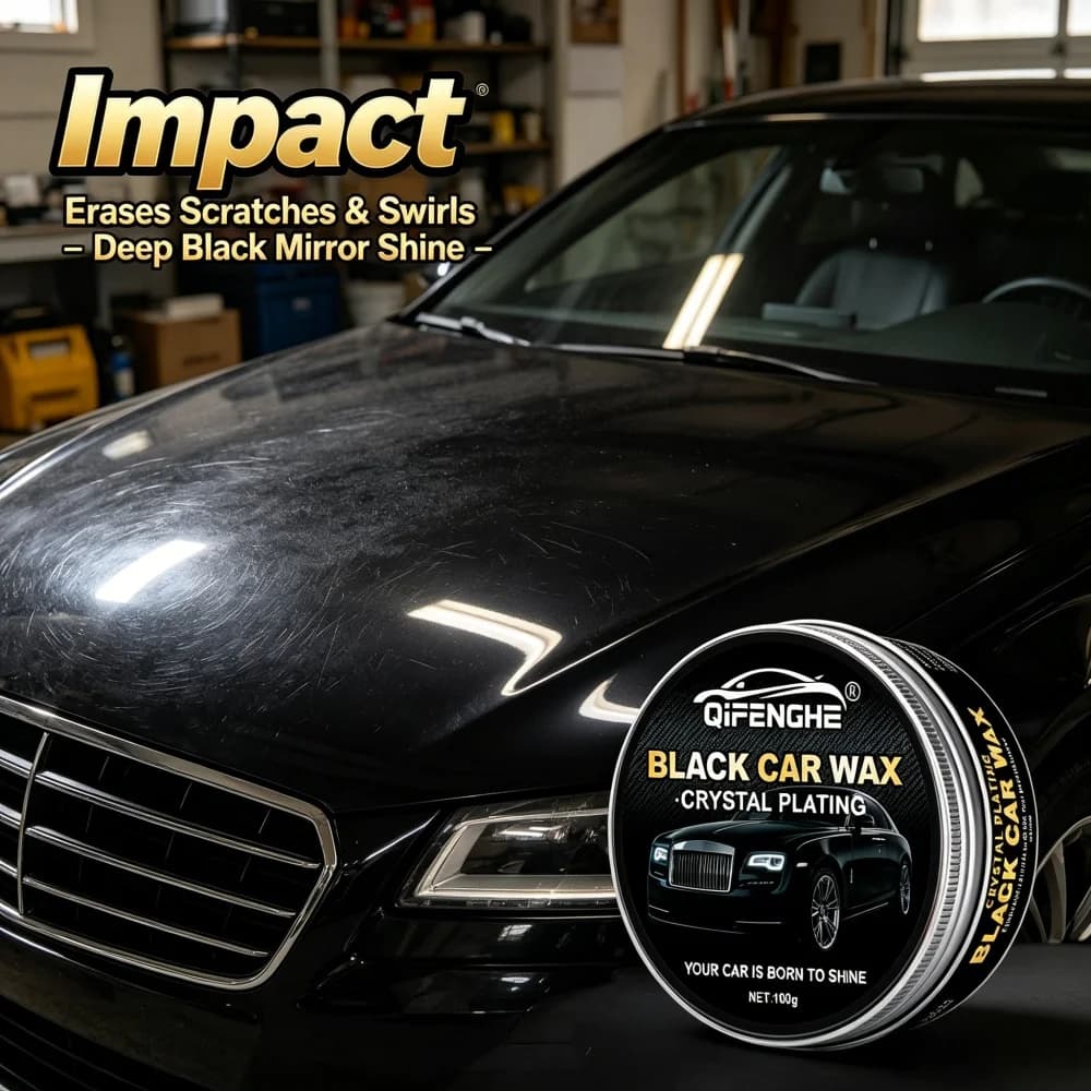 QIFENGHE Cera Nera per Auto 100g, Lucidante Cristallino per Auto Nere, Riparazione Graffi e Protezione Lucentezza, Brillantezza Profonda