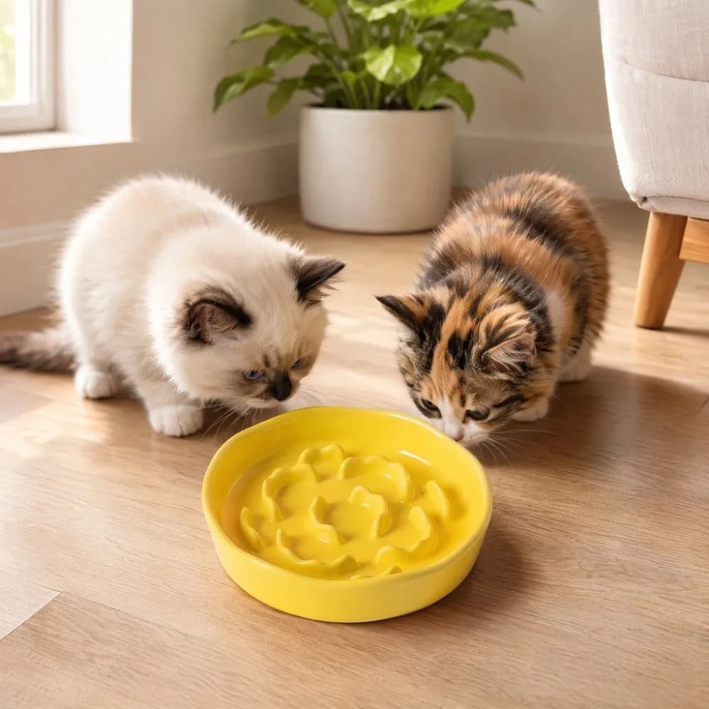 Ceramic Cat Slow Feeder Bowl Anti Tipping Non-slip Dog Food Water Container Anti Vomiting Stable Cats Feeder Basin Wet Dry Food