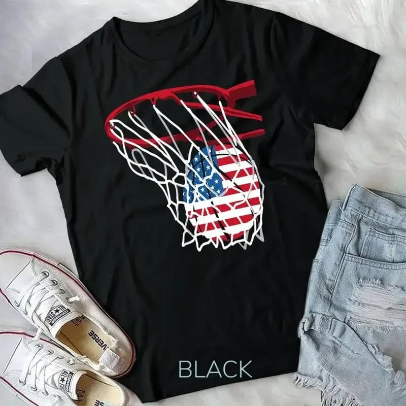 Maglietta unisex da basket patriottico americano del 4 luglio USA Flag Men Boys
