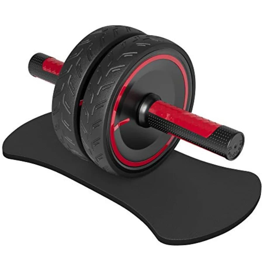 Professional Home Gym Wheel, Metal Handle with Rubber Surface, Black Abdominal Wheel with Knee Support for Strength Training