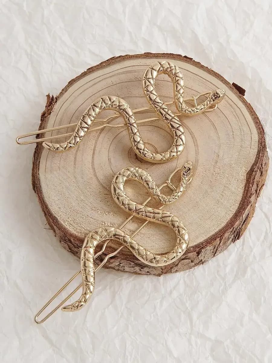 2 fermagli per capelli in metallo a forma di serpente per donna, fermagli in stile gotico, fermagli a coccodrillo per frangia, accessori per capelli laterali