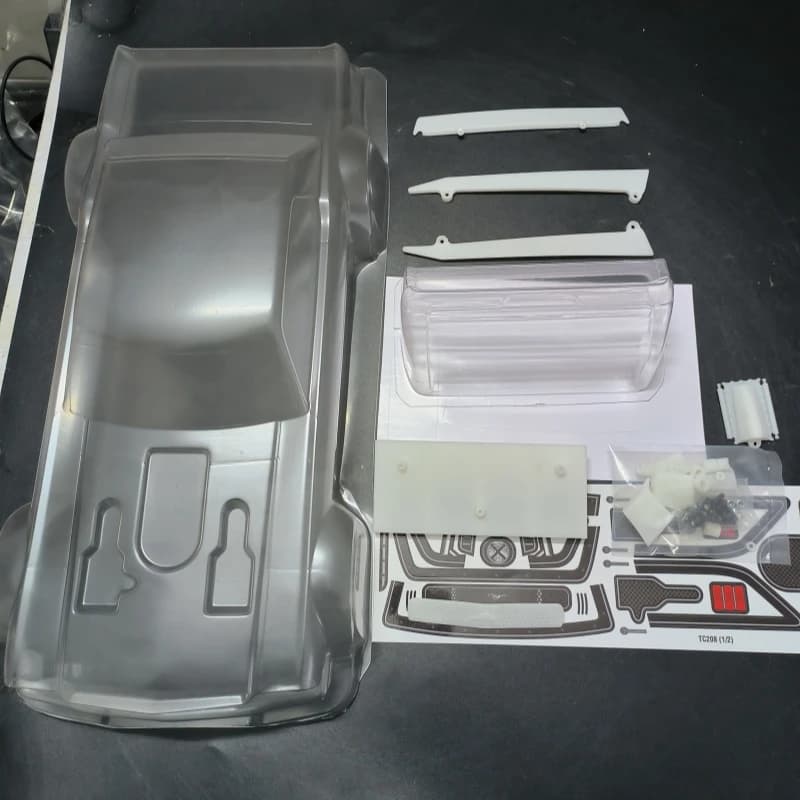 TC208 1/10 Hoonicorn Ken Block Clear Body shell con spoiler posteriore, On-Road car RC Drift Chassis Tamiya tt01 tt02