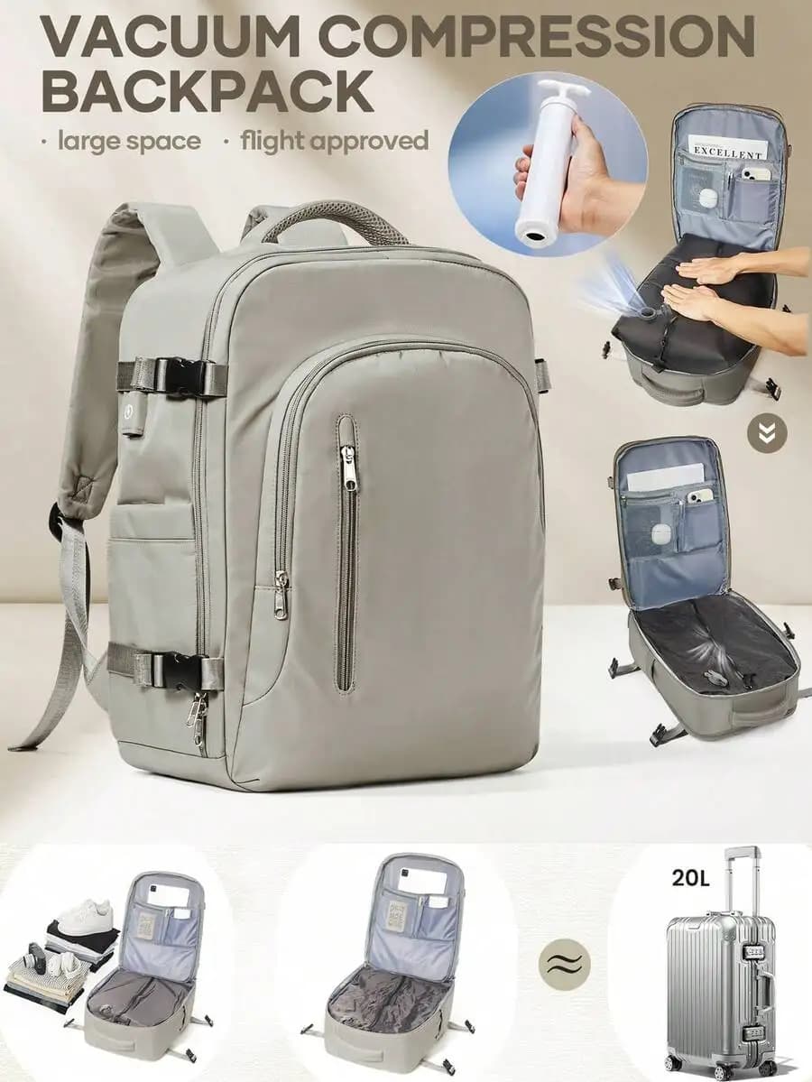1 portable laptop backpack, suitable for travel vacuum compression, airplane-approved travel backpack, school backpack suitable for women and men