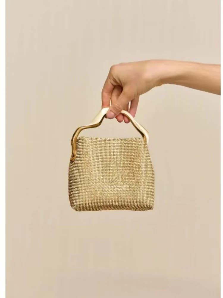 Luxury Shiny Square Rhinestone Evening Handbag Delicate Studded Diamond Tote Bag Wedding Party Purse Evening Clutch Bag