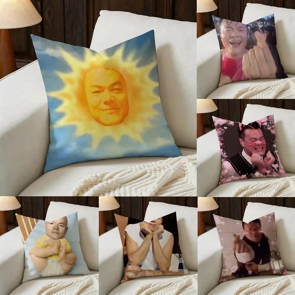 J-JYP MEME Cushion Cover Natural Linen Pillowcase Set, All-in-One Decor for Sofa, Bedroom & Chair