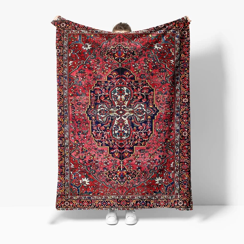 Vintage ethnic wool decorative carpet in Persian style, sofa bed, blanket, home decoration