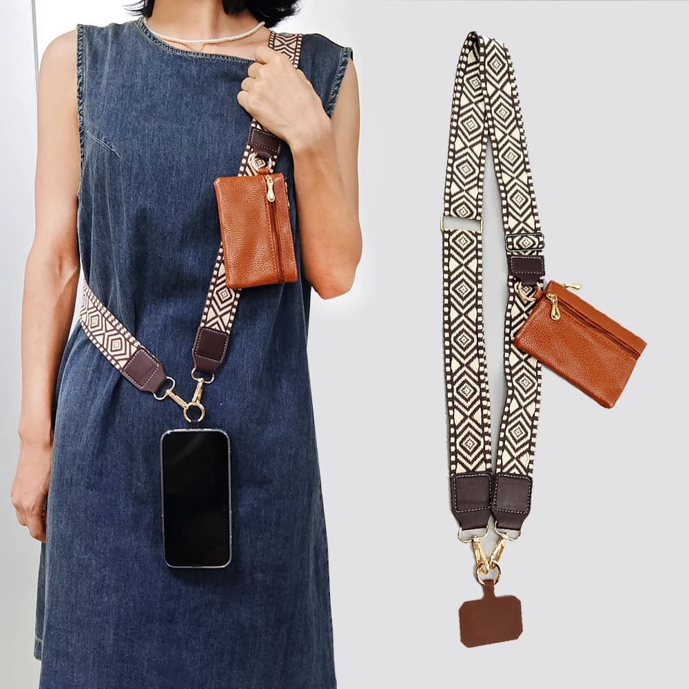 Adjustable Shoulder Strap for Cellular, Anti-Smarriage Lace with Wallet Case with Hinge, Card Holder and coin purse