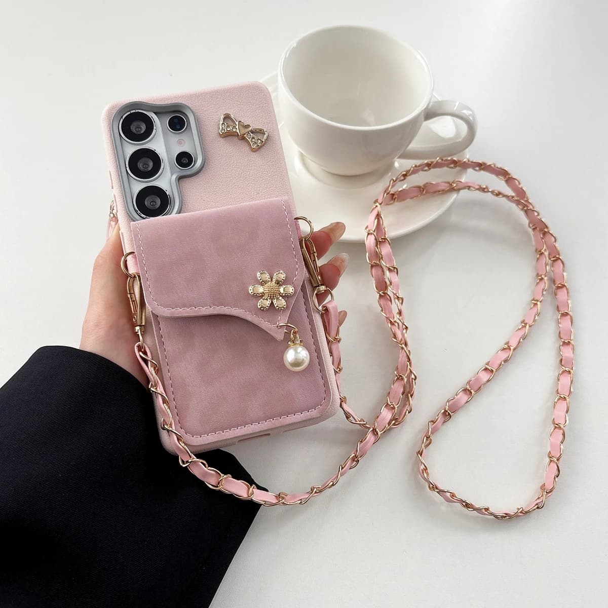 Leopard Wallet Chain Phone Case For Realme 5 6 7 8 10 11 12 13 14 15 16 Pro Plus 5i 6i 8i 9i 11X 12X 14X 15X 14T 15T 16T Cover