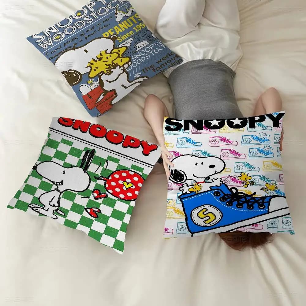 Fodere per cuscini decorativi a tema cartone animato Snoopy, stile rustico, per divano e decorazioni domestiche