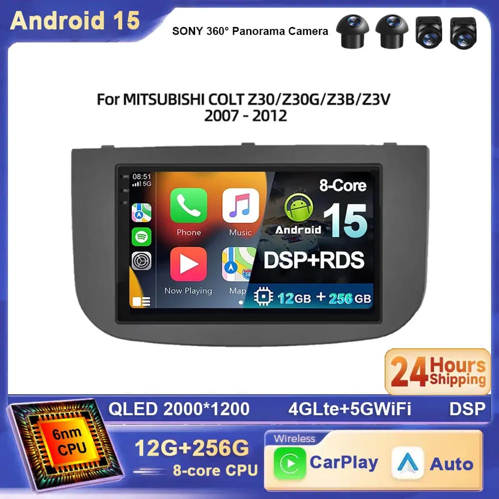 7 pollici Per MITSUBISHI COLT Z30Z30GZ3BZ3V 2007 - 2012 Android 15 Radio Android Carplay Lettore Multimediale 4G Wifi BT DSP