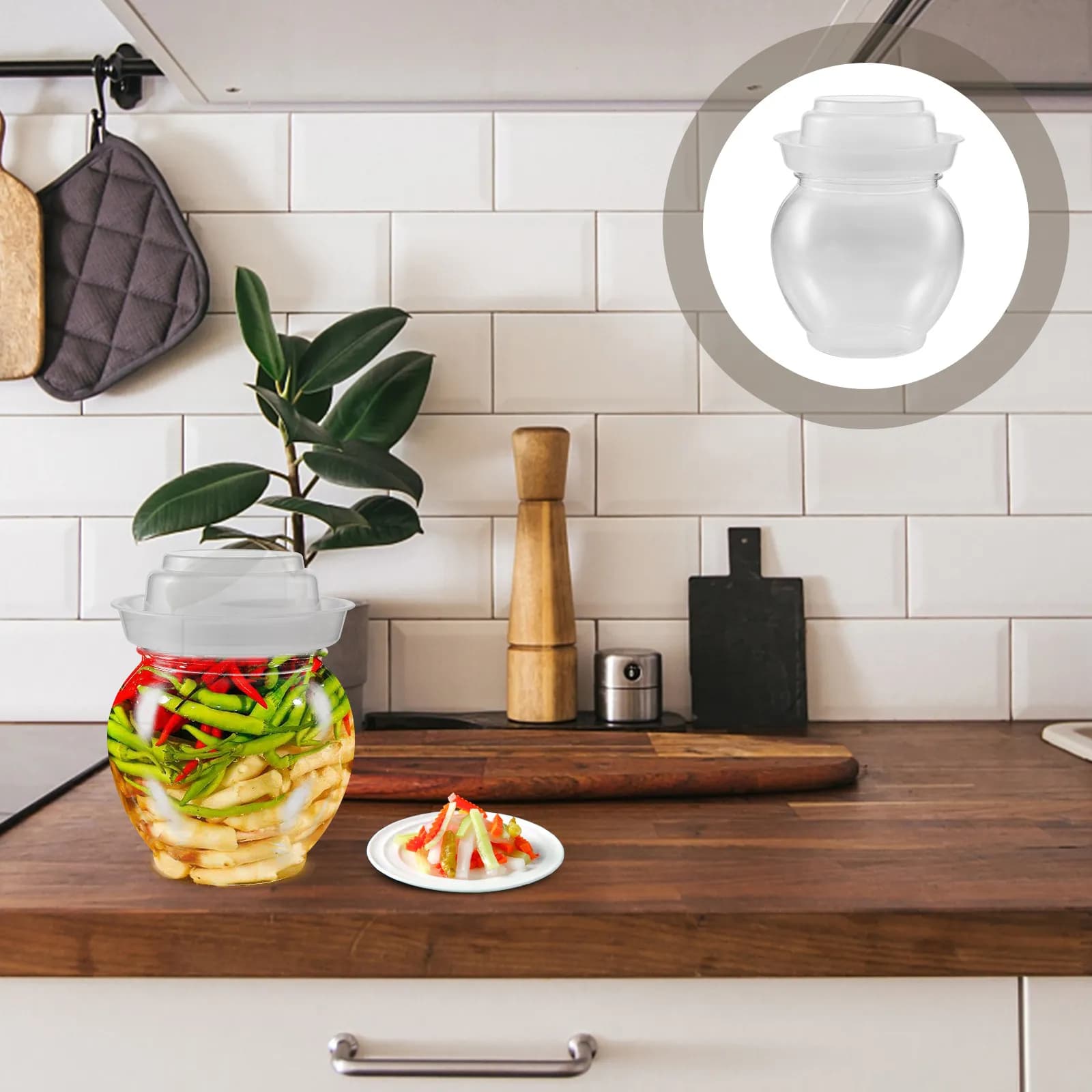 Large Capacity Clear Fermenting Jar Airtight Sealed Pickle Jar for Kitchen Vegetable Storage Food Pickling Container Multi