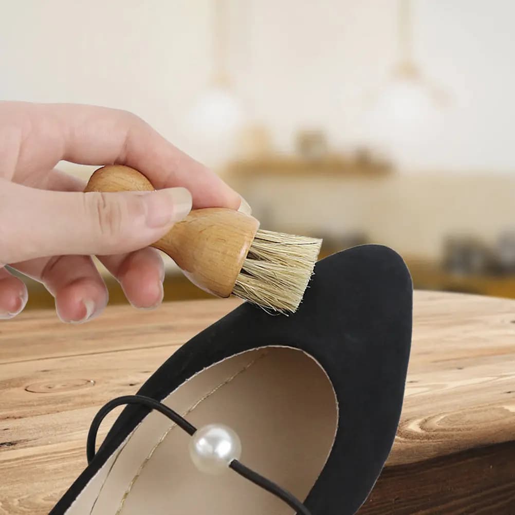 Set di 4 Spazzole Multifunzione in Legno per Scarpe, Strumento Efficiente per Pulizia e Lucidatura, Accessorio per la Cura delle Calzature, Nero e Kaki
