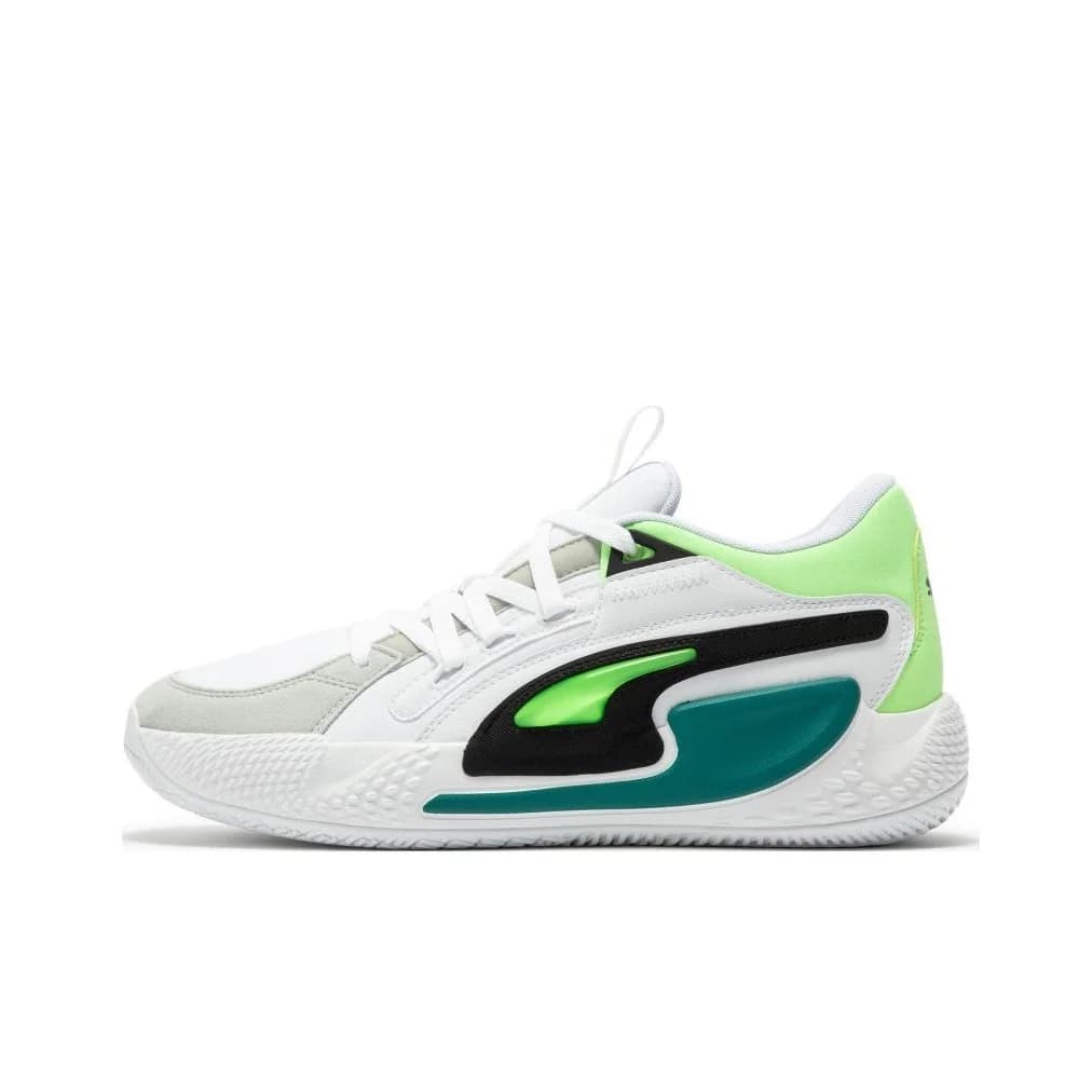 PUMA Court Rider Basketball Shoes Men's Low Top White/Green 378051-01