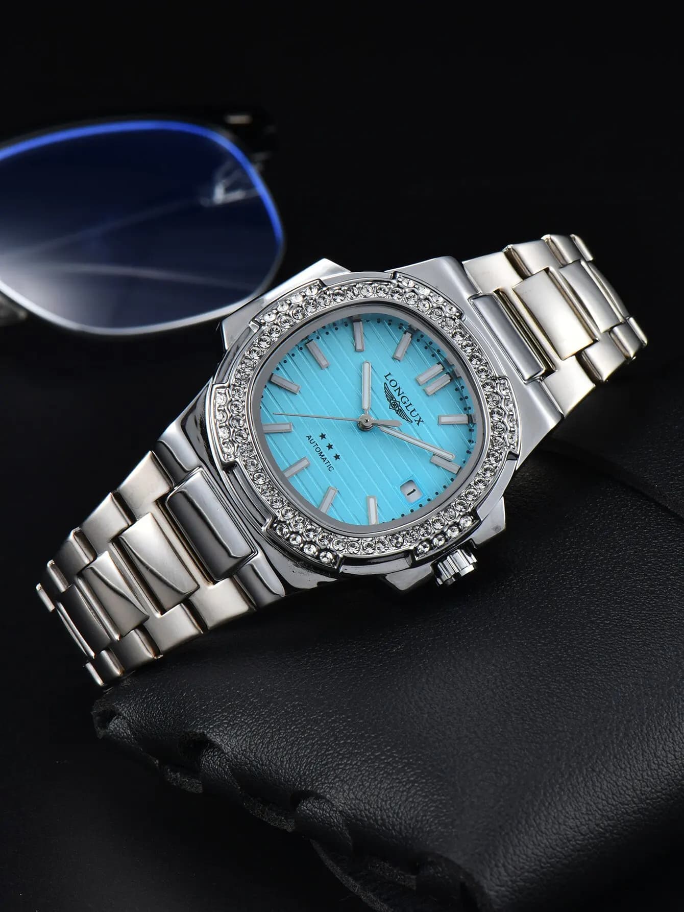 LONGLUX orologio automatico da uomo con diamanti orologio di lusso in acciaio inossidabile all'ingrosso orologi meccanici giorno data orologio da uomo impermeabile