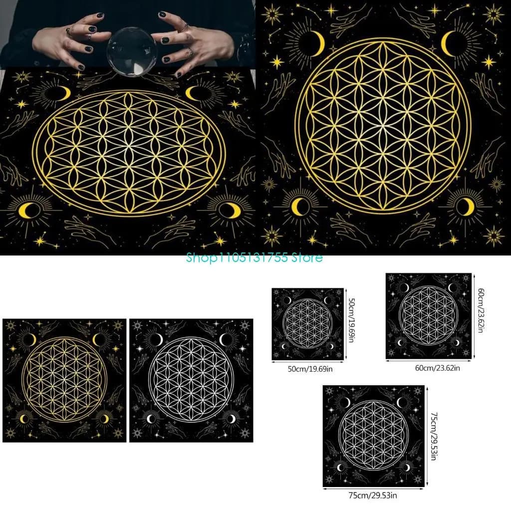 K0EF Tarocchi Tovaglia Divinazioni Copertura da tavolo Astrologia Oracoli Gioco da tavolo Zerbino Forma quadrata Pendolo