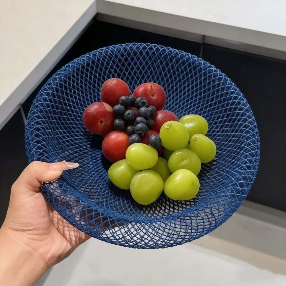 Cesto Rotondo in Ferro Battuto per Frutta, Piatto per Frutta Secca, Grande Cesto a Rete per Snack, Cesto Decorativo in Ferro per Frutta e Verdura, Soggiorno