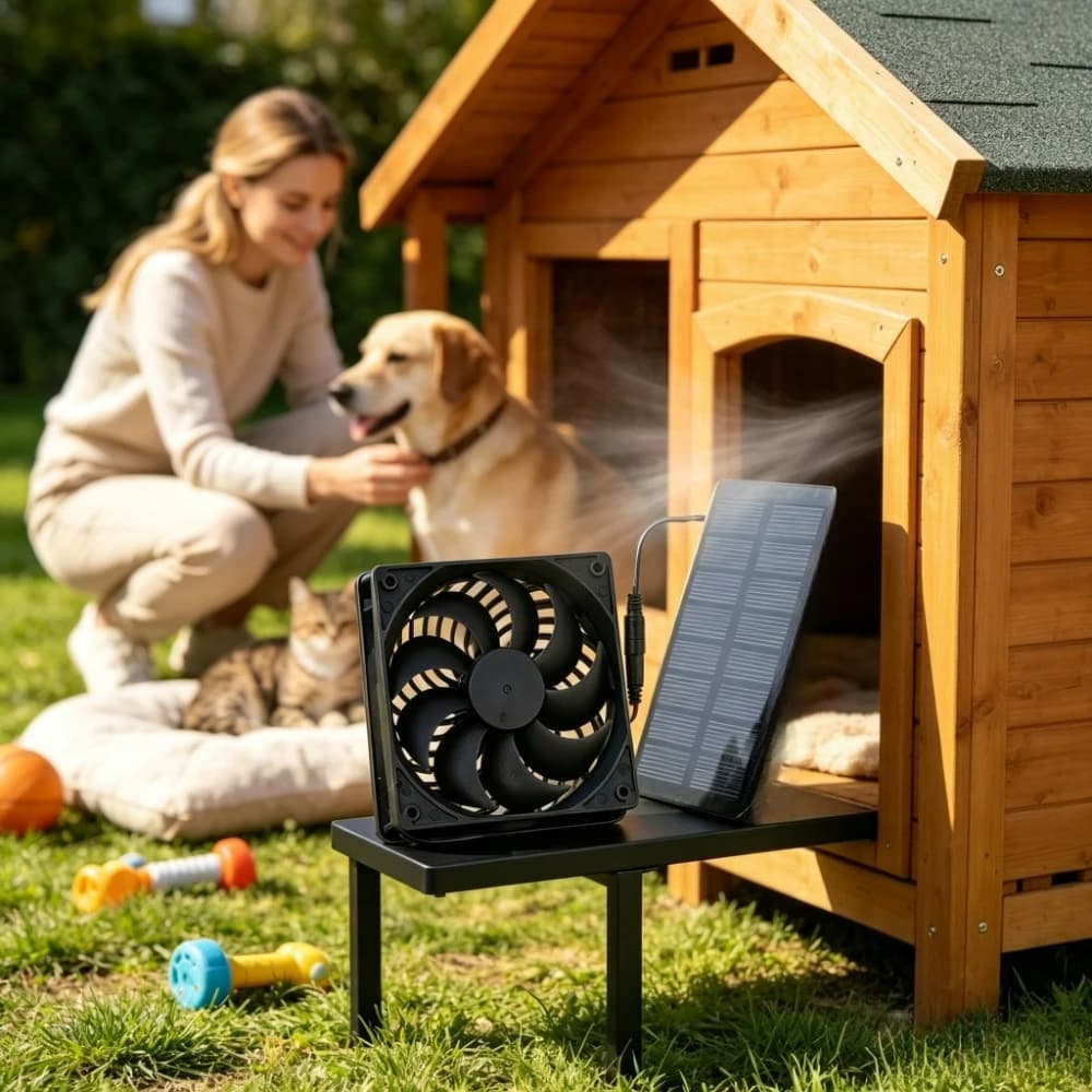 12cm Solar Powered Exhaust Fan with Waterproof Solar Panel Portable Ventilation Fan for Greenhouse Pet House Chicken Coop Shed