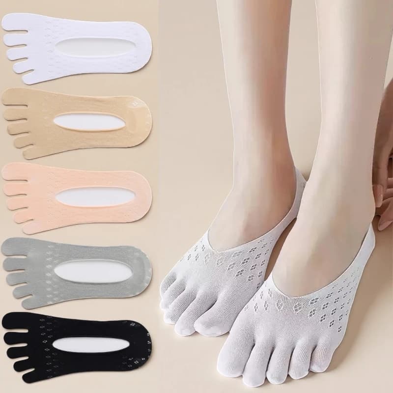 Calzini invisibili da donna, calzini antiscivolo in silicone, calzini a barca da donna, taglio basso, traspiranti, assorbi sudore, sottili per l'estate