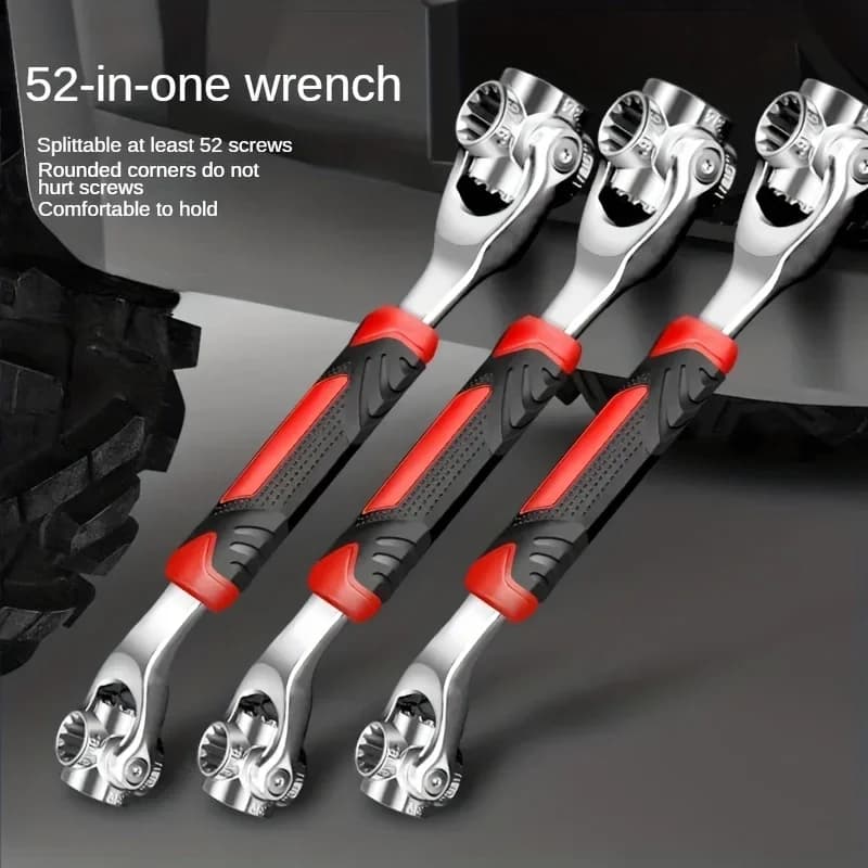 Set di chiavi a bussola 52-in-1, attrezzi manuali universali con cricchetto per bulloni scanalati da 8-19 mm, chiave multiuso Tiger