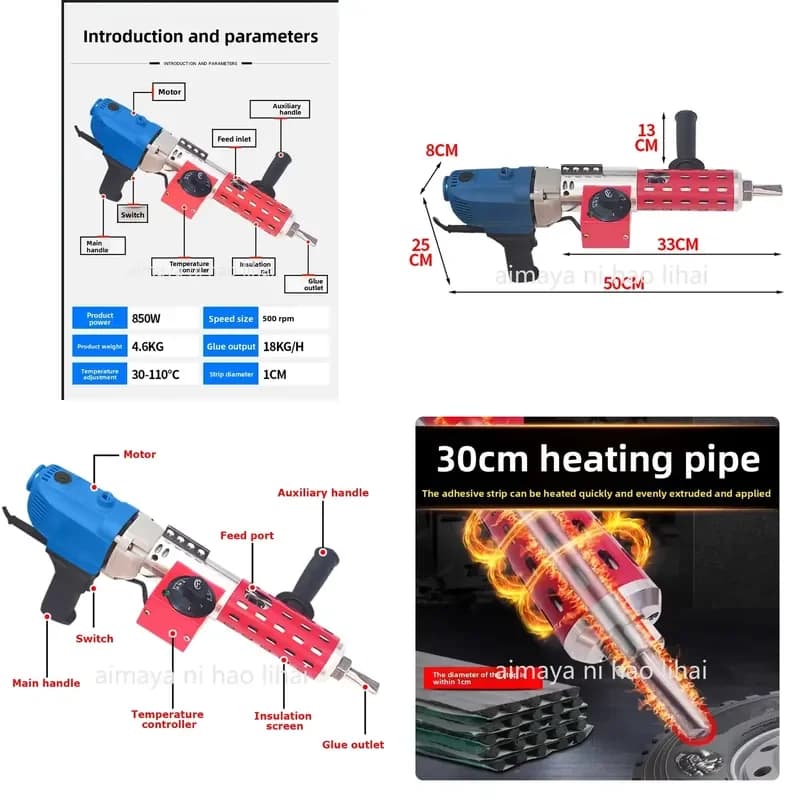 850W 220V Electric Tire Repair Gun Pre-vulcanized Rubber Heating Glue Filling Tool for Auto Car Truck Tyre Puncture Fixing