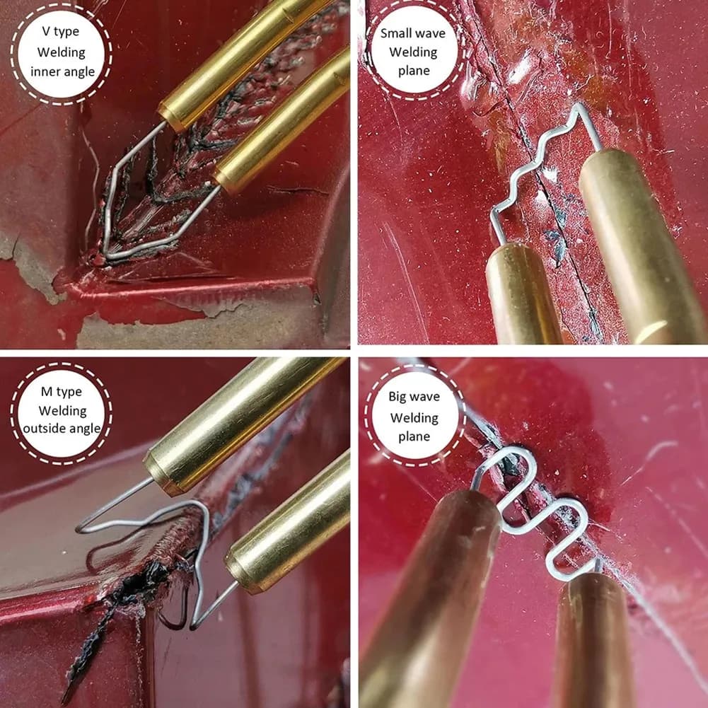 Kit di Riparazione per Saldatura Plastica con Graffette a Caldo da 0,8mm e 0,6mm, Pre-tagliate, Argento, Alta Qualità
