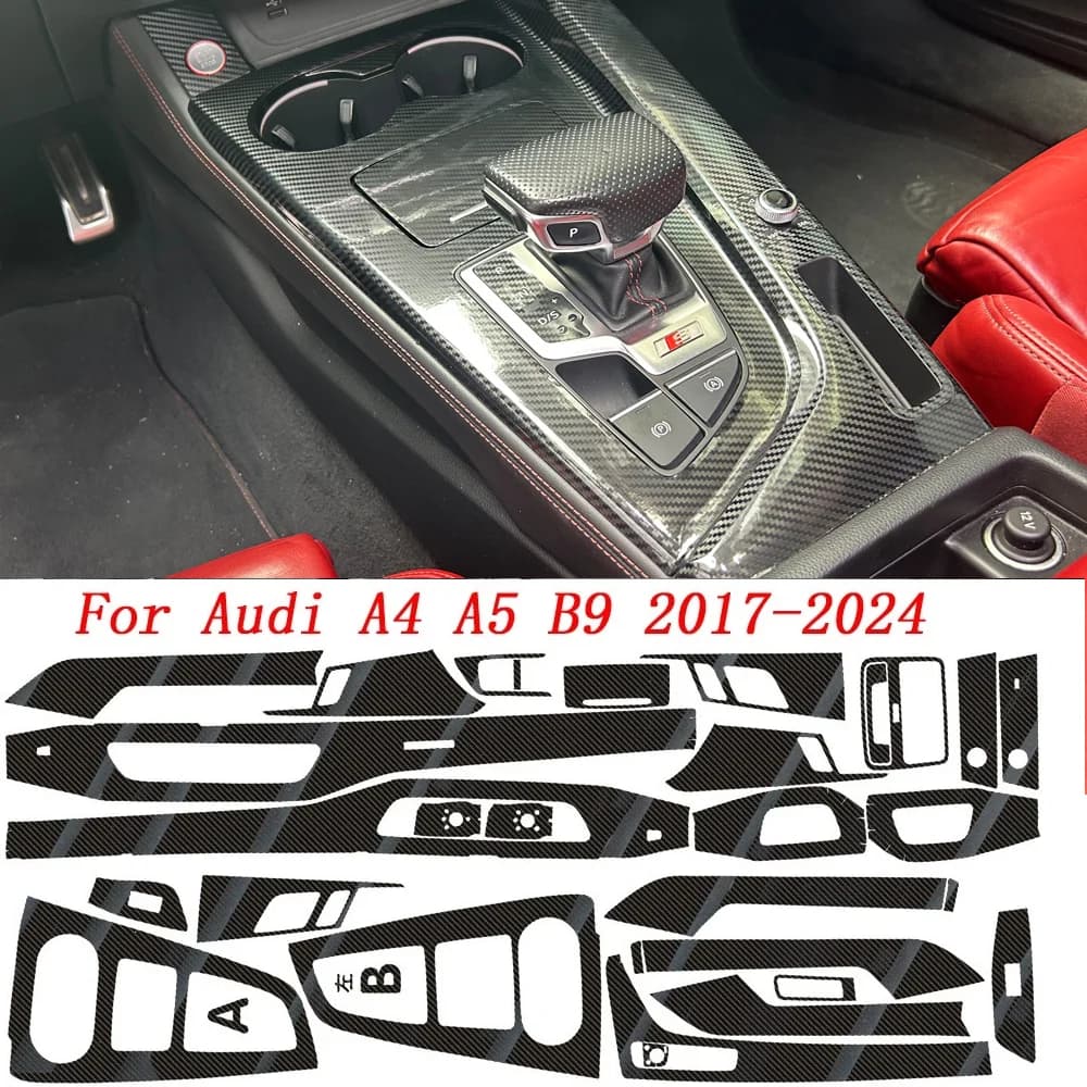 For Audi A4 S4 A5 B9 2017-2024 Interior Central Control Panel Door Handle Stickers Decals Car Styling Accessorie