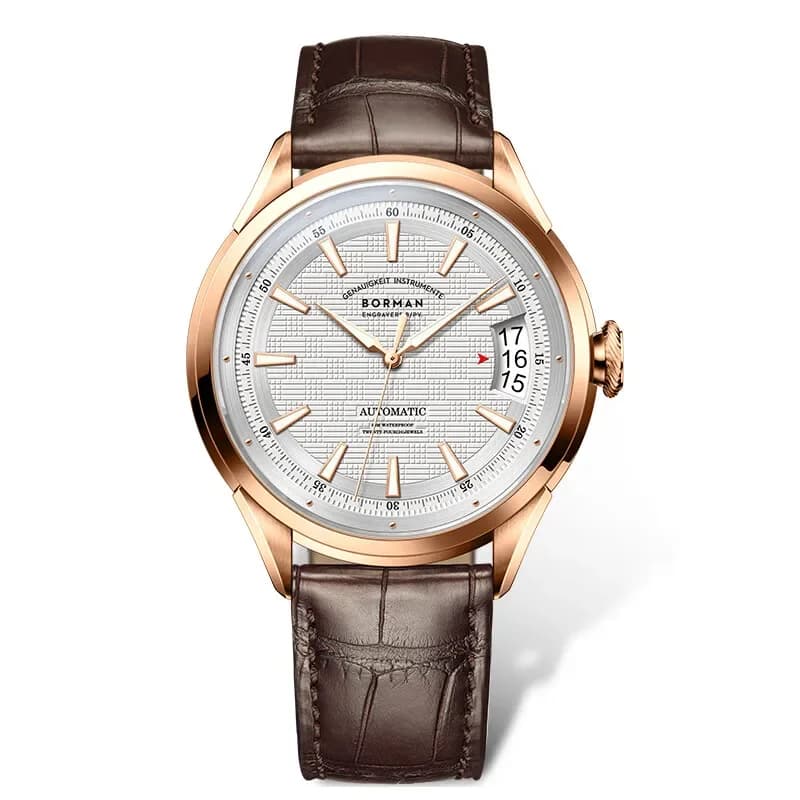 BORMAN BM3559 Men Automatic Watch Luxury 42.5mm Mechanical Wristwatch 50M Waterproof Sapphire Grid Dial Luminous Date Windows Wr