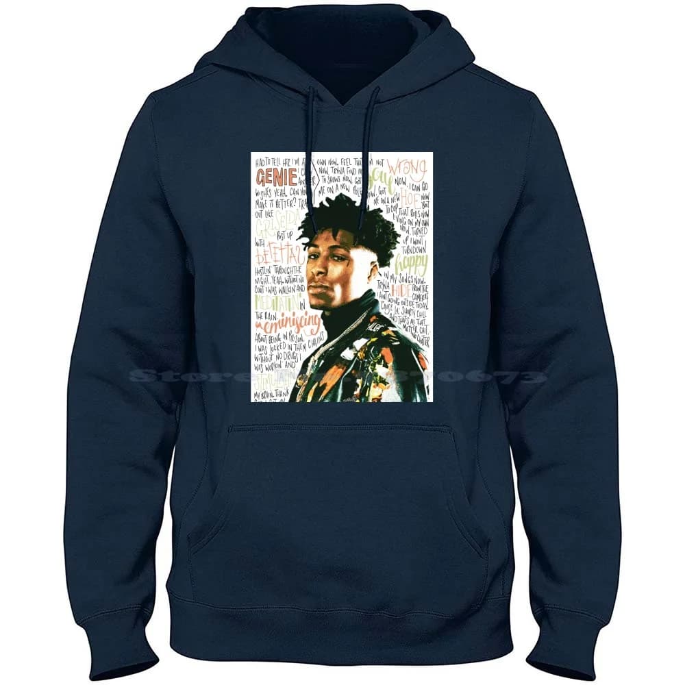Youngboy ( Never Broke Again) maglietta con cappuccio in puro cotone al 100% testo Youngboy Never Broke Again Rapper Hip Hop Pop Culture Musci