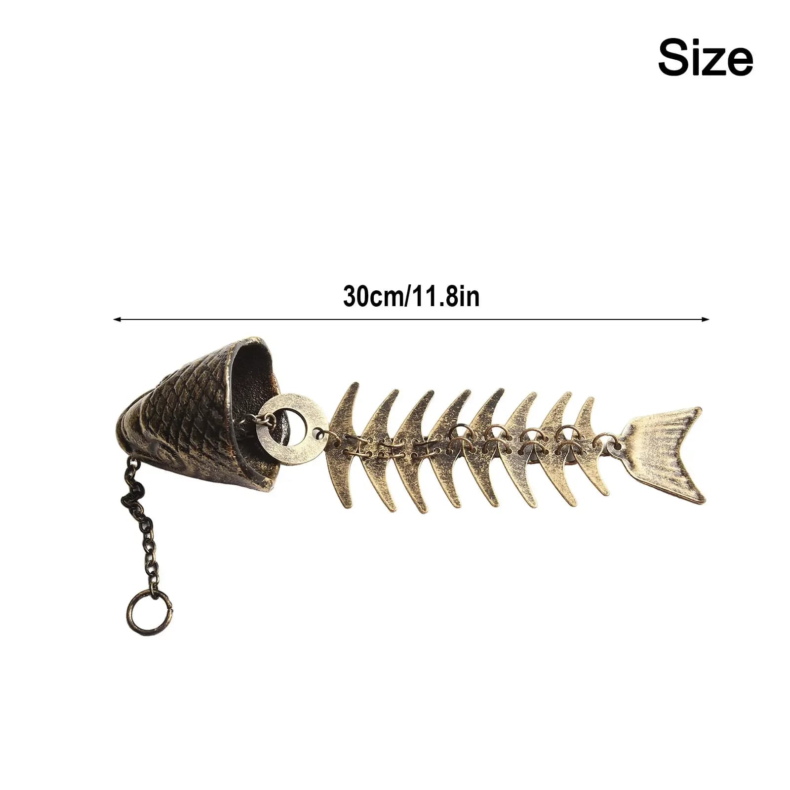 Holiday Decoration 30 Cm 11.81 Inches Fish Wind Chimes Fishbone Decoration Break-resistant Circle At The Top Easy Hanging