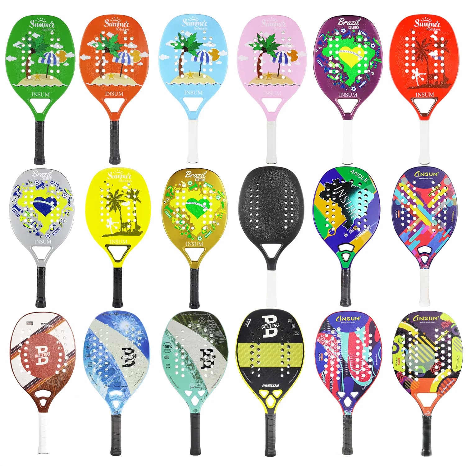 INSUM Beach Tennis racchetta EVA Soft Full Carbon Fiber sabbia superficie grana per uomo donna con cinturino Beach Tennis Raquete