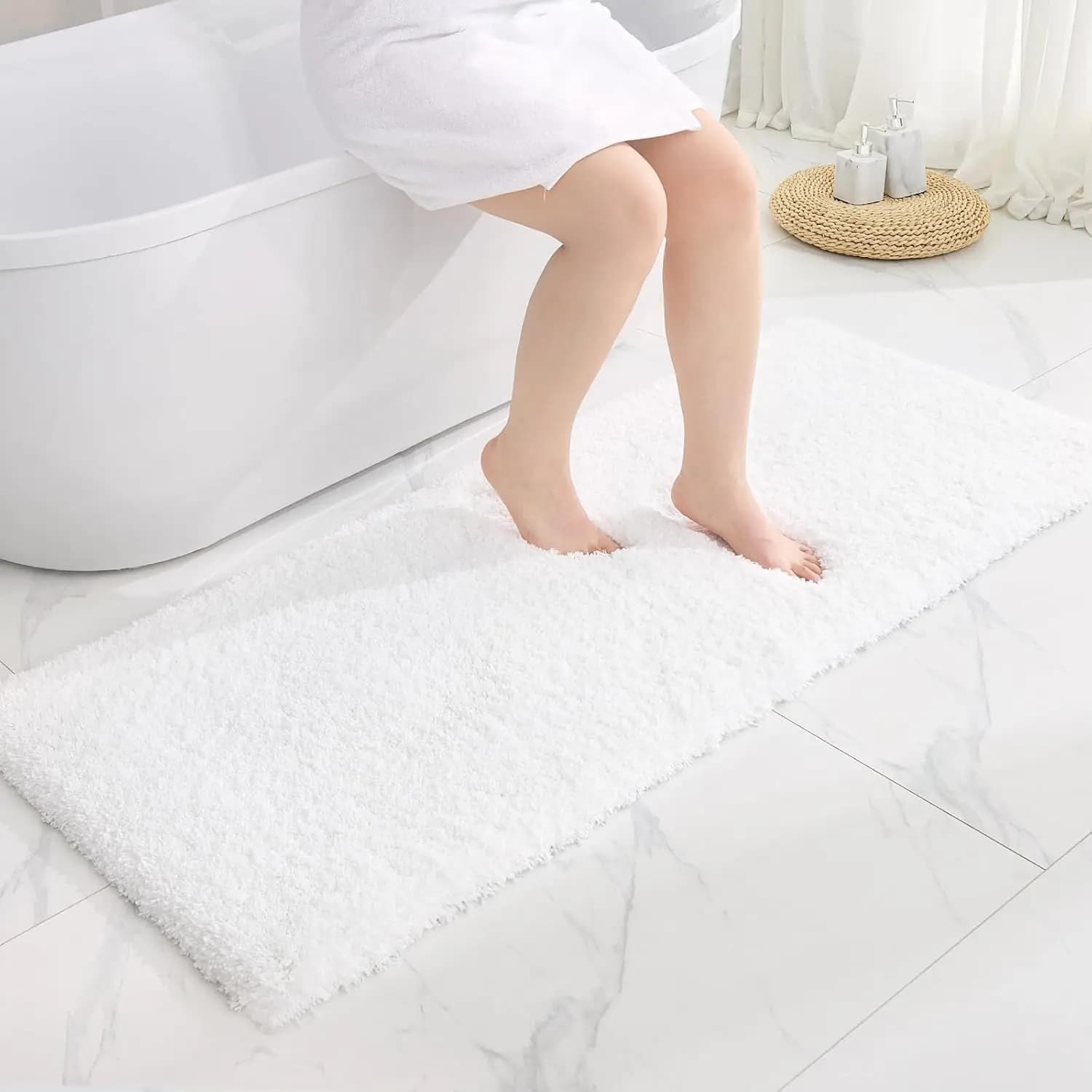 Tappetino da Bagno Extra Large in Morbido Peluche, 24x70, Antiscivolo, per Bagno Principale, Ultra-Assorbente
