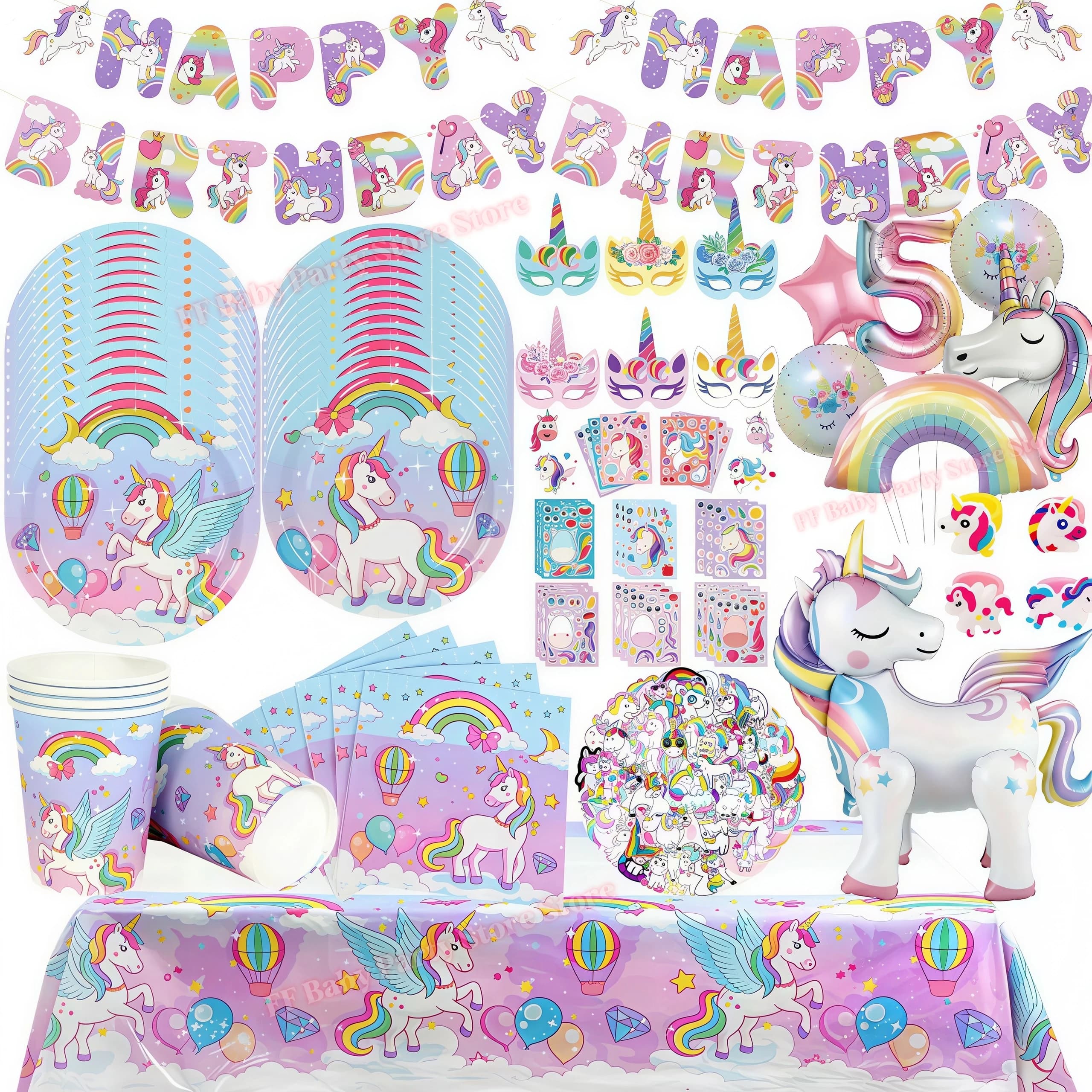 Decorazioni per Festa di Compleanno a Tema Unicorno per Bambine, Piatti e Bicchieri, Palloncini 3D, Regali per Bambini, Accessori per Matrimoni e Baby Shower