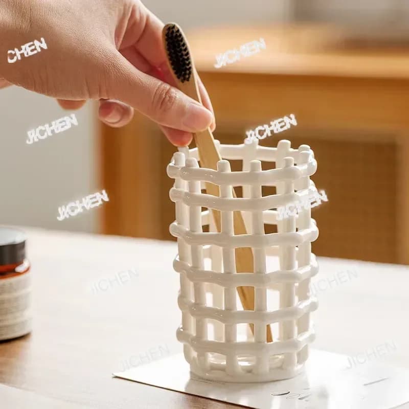 ZQA Portaspazzolino in ceramica creativo, portaoggetti per dentifricio per spazzolino in stile nordico coreano, decorazioni per accessori per il bagno di casa