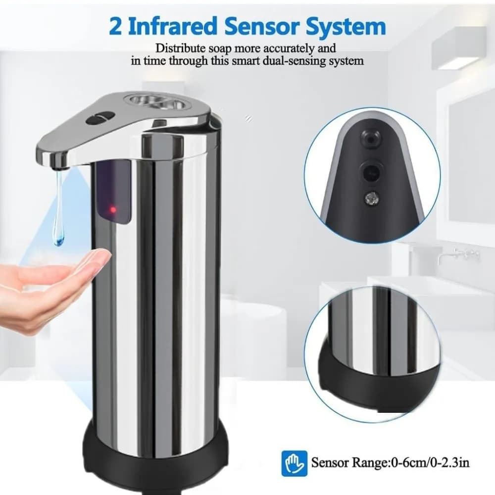 Nuovo Dispenser Automatico di Sapone in Acciaio Inox, Impermeabile, Elettrico con Sensore Intelligente, Dispenser Senza Contatto per Bagno