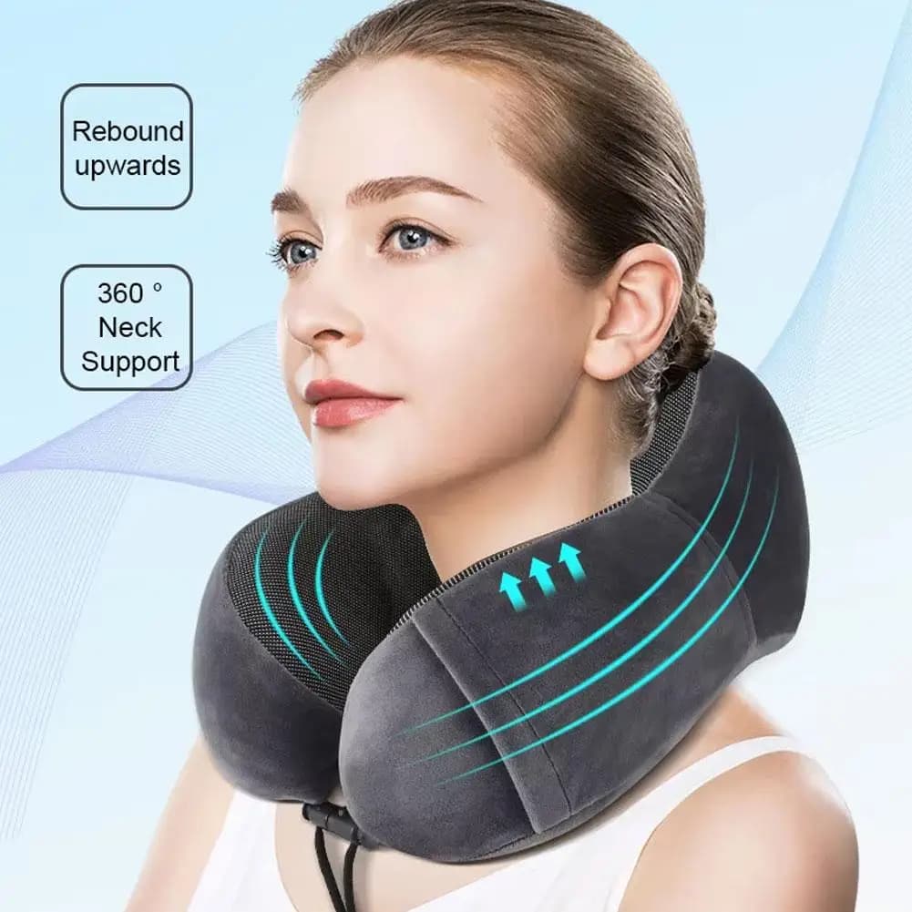 Cuscino per il collo in memory foam da viaggio, supporto a forma di U per l'ufficio in aereo, copertura morbida per alleviare il dolore, cuscino per dormire