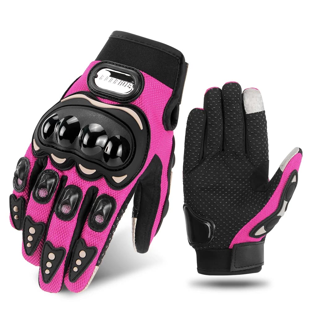 Guanti da moto Uomo Donna Touch Screen Estate Ciclismo Corse Dito intero Moto Bicicletta Motocross Guanti rosa