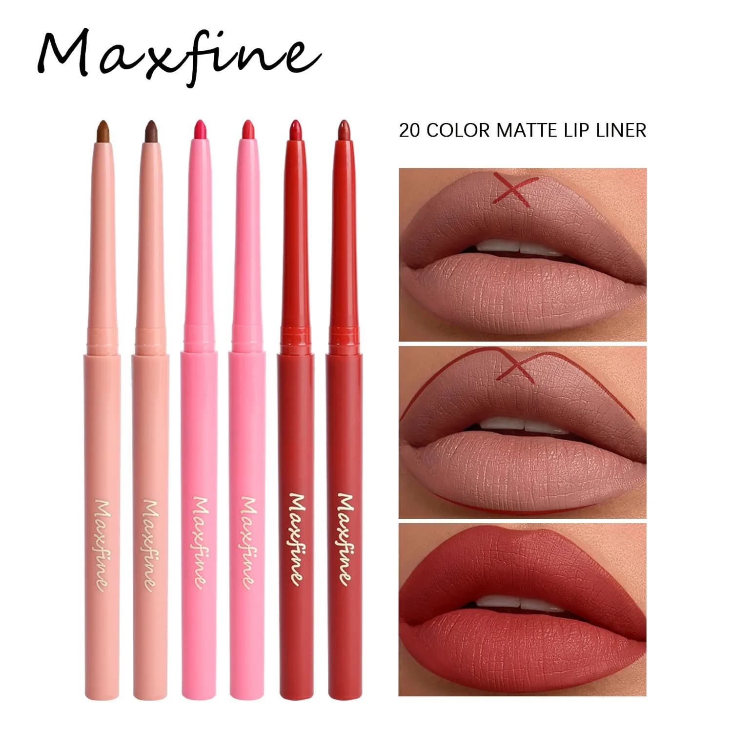 Maxfine Professional 20 colori Lipliner Velluto opaco Texture Idrata Impermeabile Tenuta a lunga durata Trucco Lipliner facile da applicare