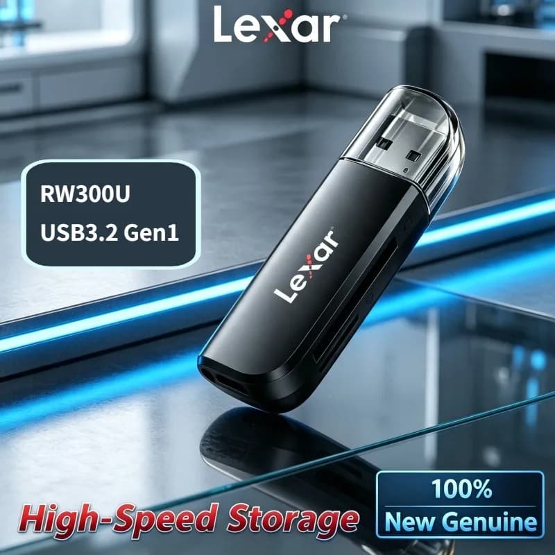 Lexar USB3.2 Gen1 High Speed 2 in 1 Dual Card Slot Reader Read TF/SD Memory Card RW300U Cards Reader Micro Card sd