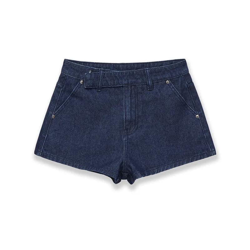 European and American 2026 Summer Women's Clothing Mid-waist Retro Belt Decorated Denim Mini Shorts Hot Girls Sexy