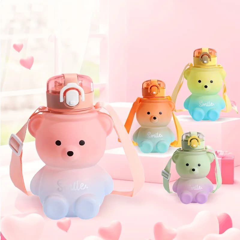 27oz/800ml Kids Water Bottles with Straw, Cute Cartoon Drinking Tumbler for Children Girls School, Leak Proof Portable Outdoor