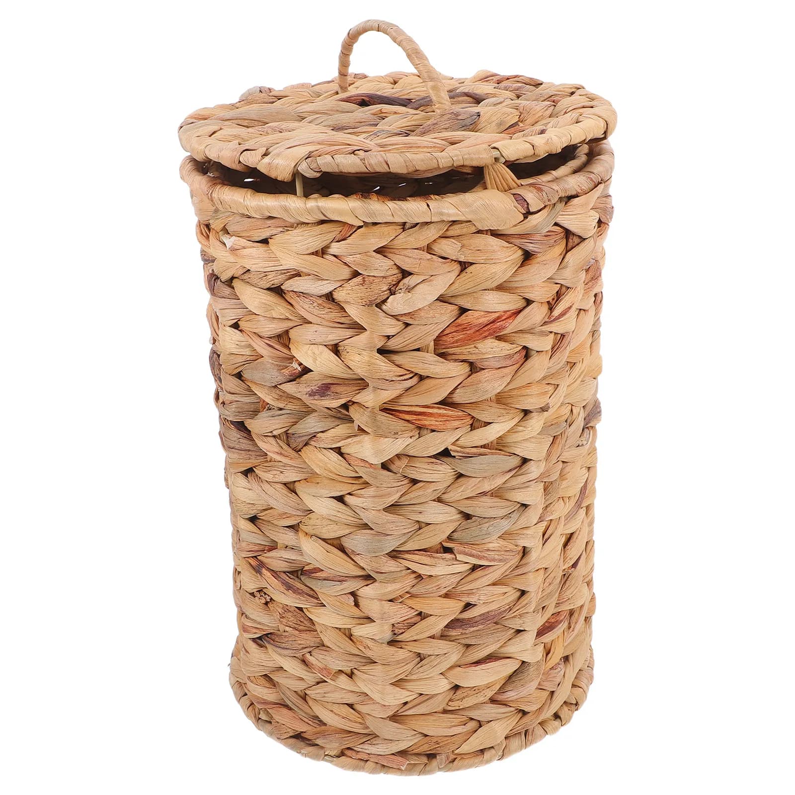 Cestino per Rifiuti in Rattan Naturale Fatto a Mano, Cesto Intrecciato in Vimini, Stile Rustico Decorativo per Camera da Letto, Soggiorno, Ufficio