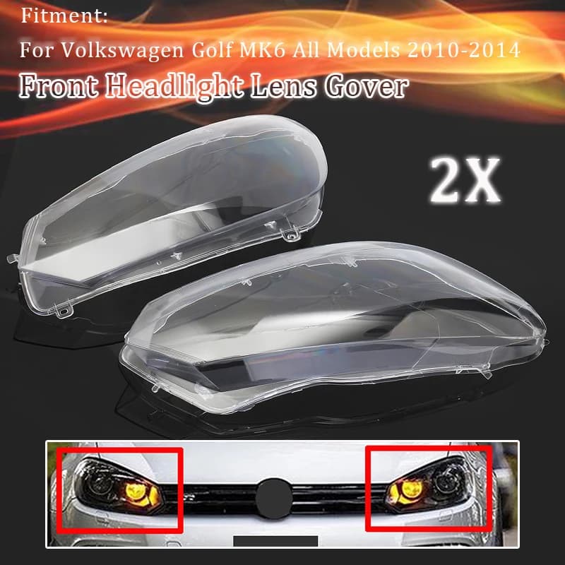 2X Paralume Per Auto Trasparente Faro Anteriore Lenti Copertura Dust Borsette CP8149 Per VW Per Volkswagen Golf 6 MK6 GTI R 2010-2014