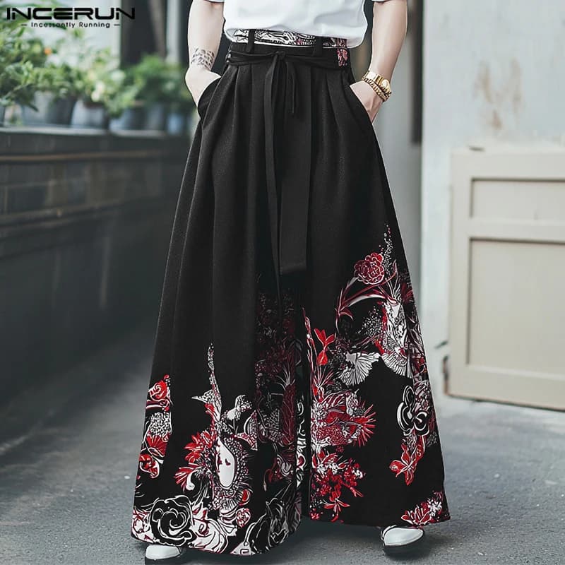 Pantaloni lunghi da uomo primavera estate INCERUN Stampa di moda Pantaloni larghi da uomo Pantaloni lunghi oversize Abbigliamento da uomo ampio Streetwear