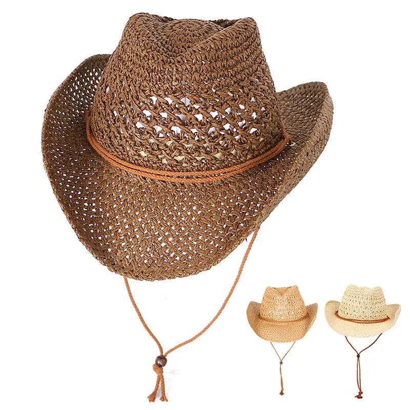 Men's Summer Sun Hat Woman 2025 Vintage Western Chapeau Cowgirl Jeans Outdoor Beach Hat Straw Hat